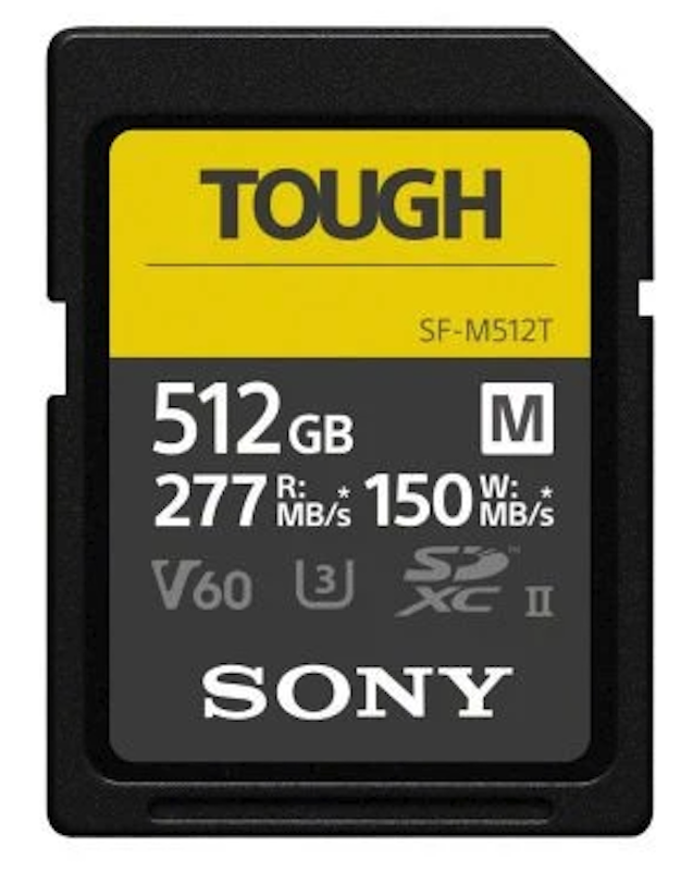 Carte SDXC Sony Tought 512 Go 277/150 Mo/s V60 C10