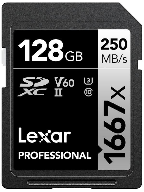 Carte SD Lexar Pro Argent UHS-II 1667X 128 Go V60